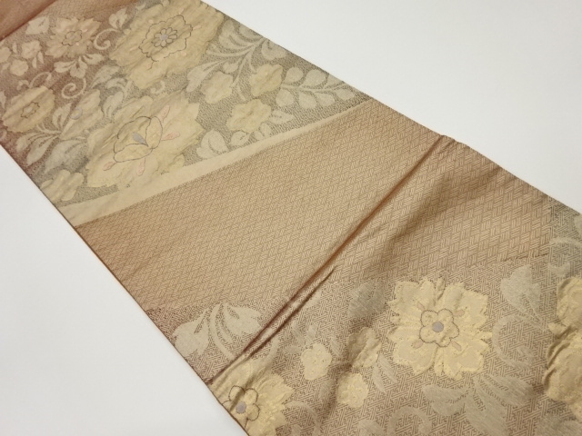 リサイクル　切り嵌め風花唐草模様織出し袋帯